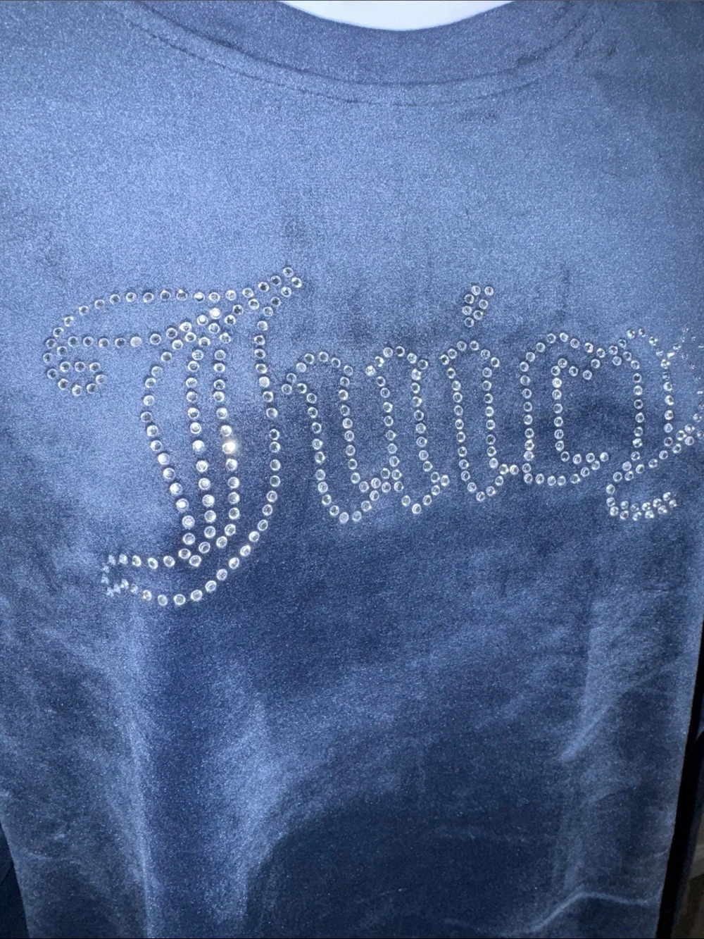 Juicy Couture- NWT Navy Velour Rhinestone Logo Pullover size XL - Picture 9 of 16
